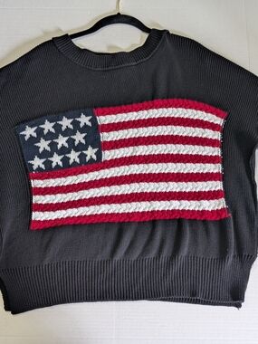 Miracle Black Sweatshirt with Red, White & Blue Flag Patch